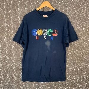 Vintage USA‎ Olympics Blue Souvenir T-Shirt Graphic Print Size Large